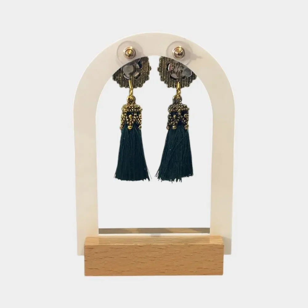 Vintage Women Velvet Green Earrings